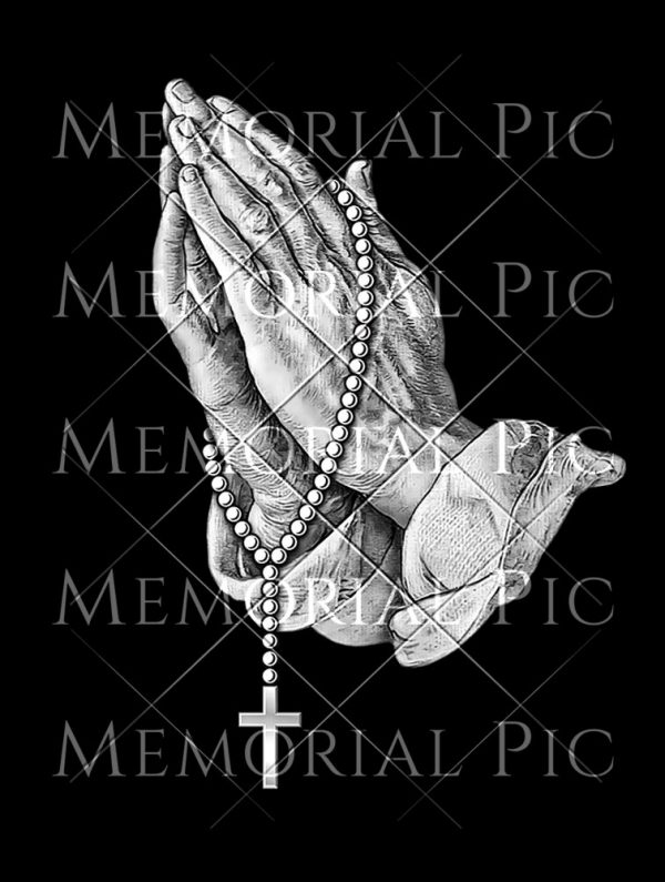 PRAYING HANDS - CROSS - Memorial Pic