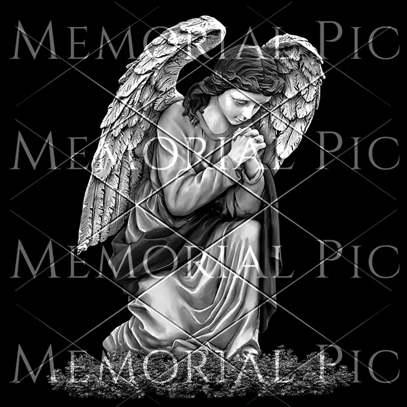 Praying angel file prepared for laser etching